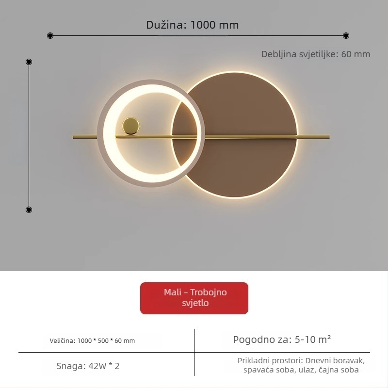 Skandinavska minimalistička dekorativna zidna LED svjetiljka za spavaću sobu i dnevni boravak