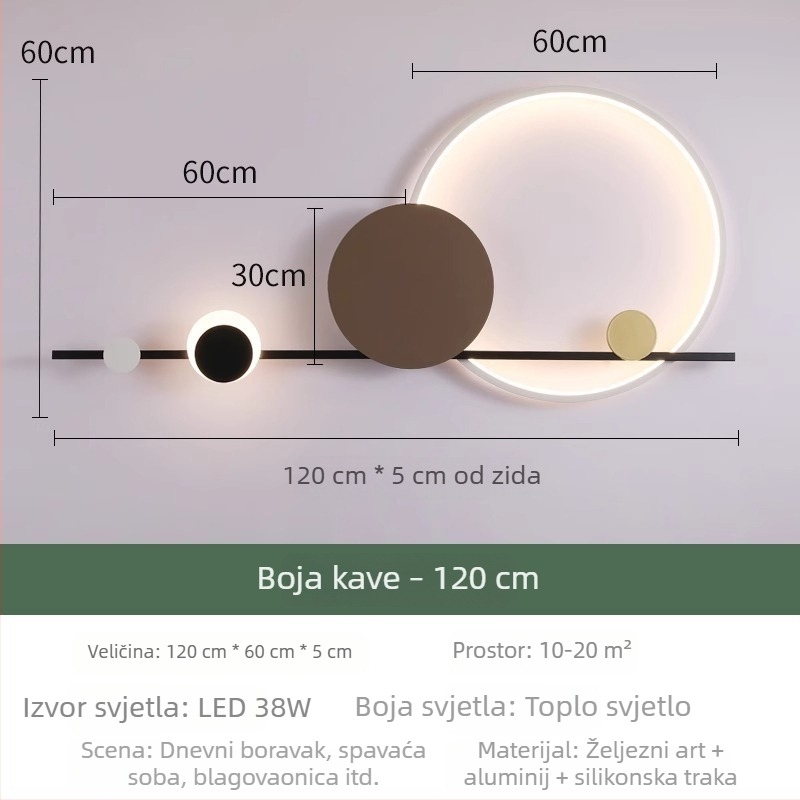 Skandinavska minimalistička dekorativna zidna LED svjetiljka za spavaću sobu i dnevni boravak