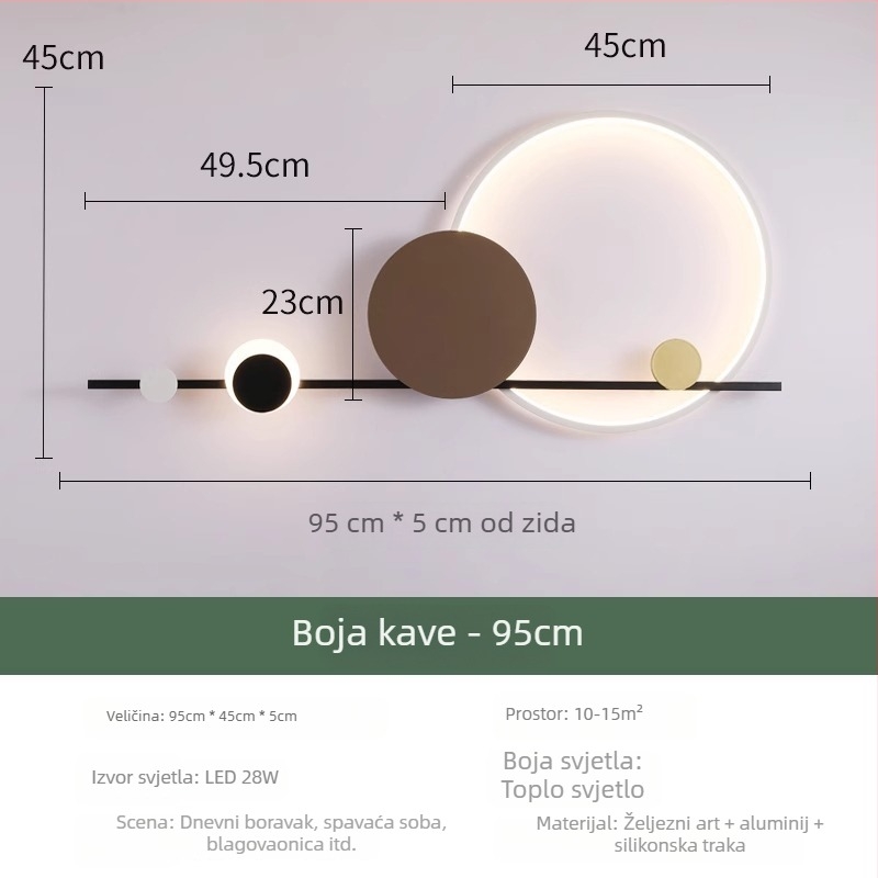 Skandinavska minimalistička dekorativna zidna LED svjetiljka za spavaću sobu i dnevni boravak