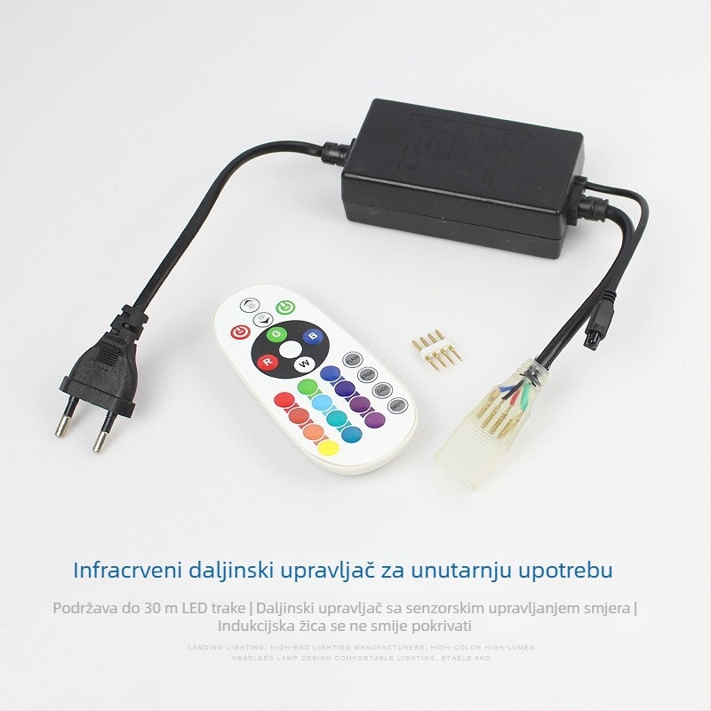 LED traka s pametnim Bluetooth upravljanjem za strop dnevnog boravka, neonski efekt, sedmofarbna promjena boja, vodootporna za vanjsku uporabu, 220V