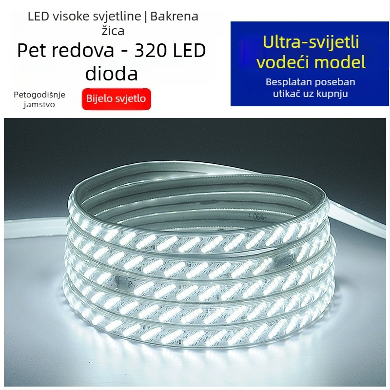 Vanjska vodootporna LED traka – ultra jarko bijelo svjetlo, osvjetljenje vanjskog zida i tunela, 220V
