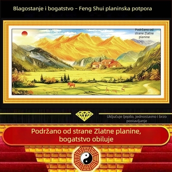 Zlatna planina – pejzažni mural za dnevni boravak, Feng Shui, samoljepljivi vodootporni zidni mural, HD kvaliteta