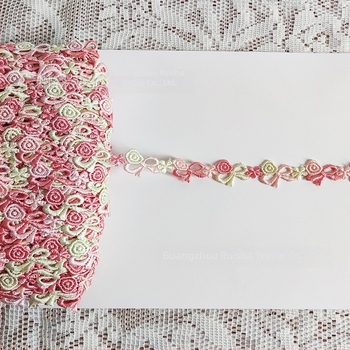 Ružičasta vodotopna šivana čipka, široka za DIY odjeću i dodatke, Lolita stil