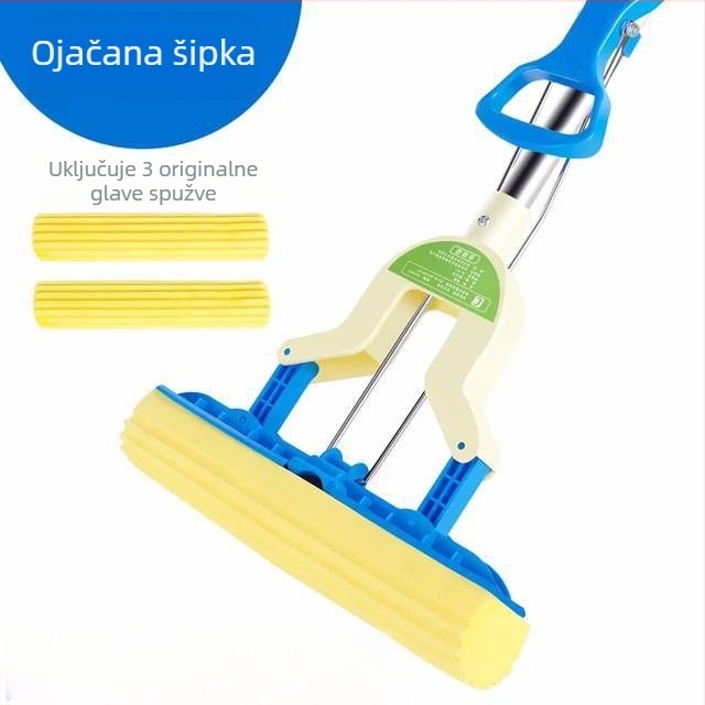 Sklopivi upijajući mop s spužvom, bez dodirivanja, za čišćenje podova, teleskopska glava mop