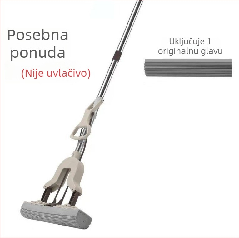 Sklopivi upijajući mop s spužvom, bez dodirivanja, za čišćenje podova, teleskopska glava mop