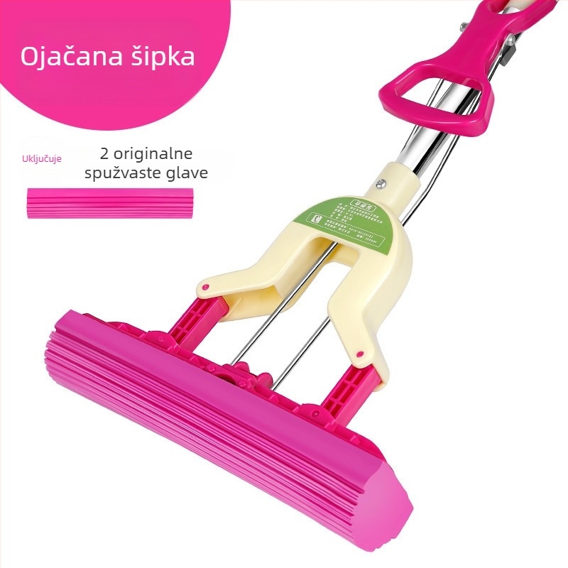 Sklopivi upijajući mop s spužvom, bez dodirivanja, za čišćenje podova, teleskopska glava mop