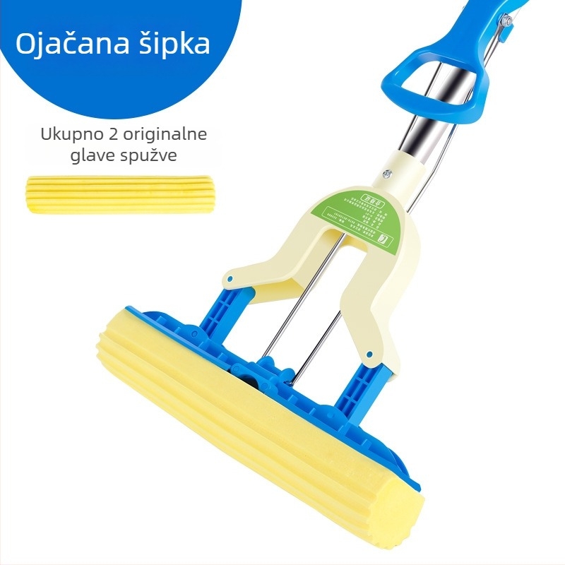 Sklopivi upijajući mop s spužvom, bez dodirivanja, za čišćenje podova, teleskopska glava mop