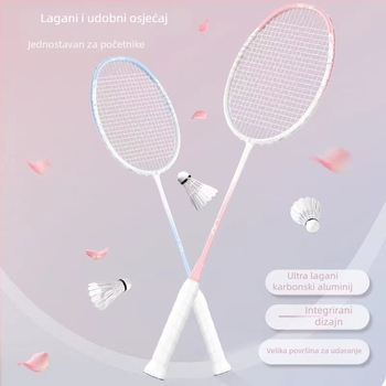 Set raketa za badminton za djevojke – singl i dubl rakete, visoka elastičnost, lagana karbonska konstrukcija, moderan dizajn