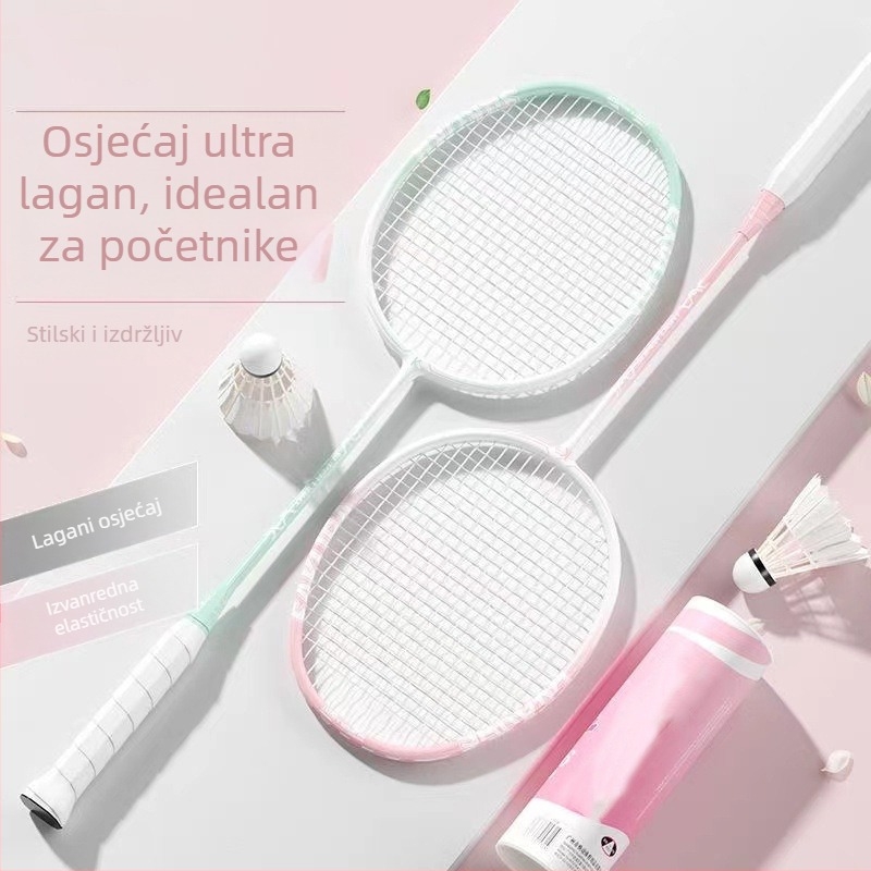 Set raketa za badminton za djevojke – singl i dubl rakete, visoka elastičnost, lagana karbonska konstrukcija, moderan dizajn