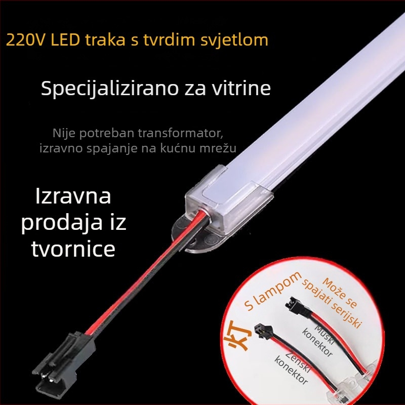 LED traka za ormariće 220V, bez upravljačkog uređaja, za ormare, vinske vitrine i police; duga LED traka za osvjetljenje