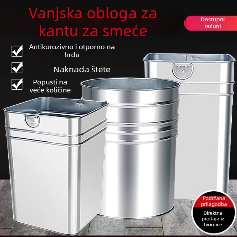 5L kvadratni unutarnji spremnik za smeće – ojačani galvanizirani čelični unutarnji dio, za vanjsku uporabu
