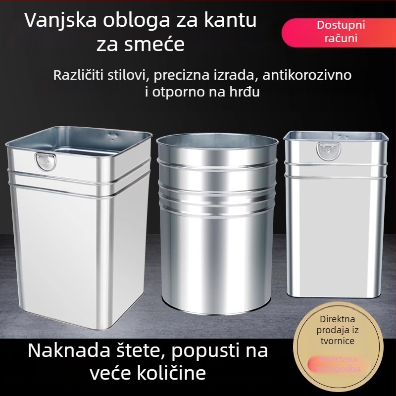 5L kvadratni unutarnji spremnik za smeće – ojačani galvanizirani čelični unutarnji dio, za vanjsku uporabu
