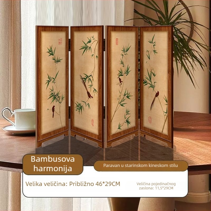 Zeleni bambus stolni dekor – kineski klasični stil, slika za dnevni boravak i radnu sobu