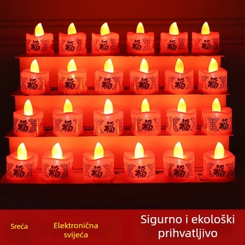 Crvena LED elektronička svijeća za Novu godinu, romantična dekorativna rasvjeta za Festival lampiona na 15. dan prvog lunarnog mjeseca
