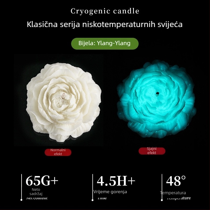 Sveča za aromaterapiju niske temperature s fluorescirajućim sojinim voskom, u obliku cvijeta, mirisna za vjenčanja i rođendane, dekorativan suvenir