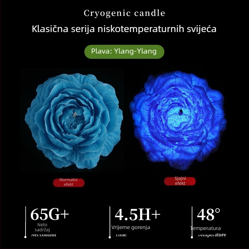 Sveča za aromaterapiju niske temperature s fluorescirajućim sojinim voskom, u obliku cvijeta, mirisna za vjenčanja i rođendane, dekorativan suvenir