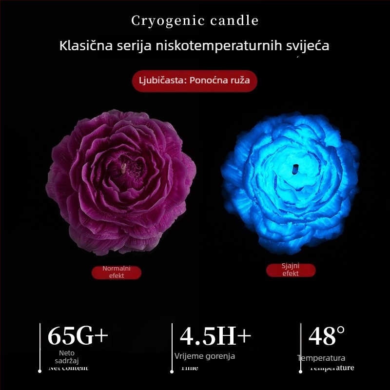 Sveča za aromaterapiju niske temperature s fluorescirajućim sojinim voskom, u obliku cvijeta, mirisna za vjenčanja i rođendane, dekorativan suvenir