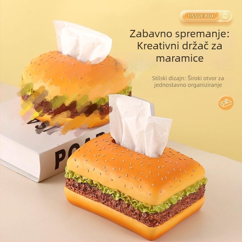 Kutija za maramice s hamburgerom – karikatura, kreativan dizajn, američki retro dekor dnevnog boravka