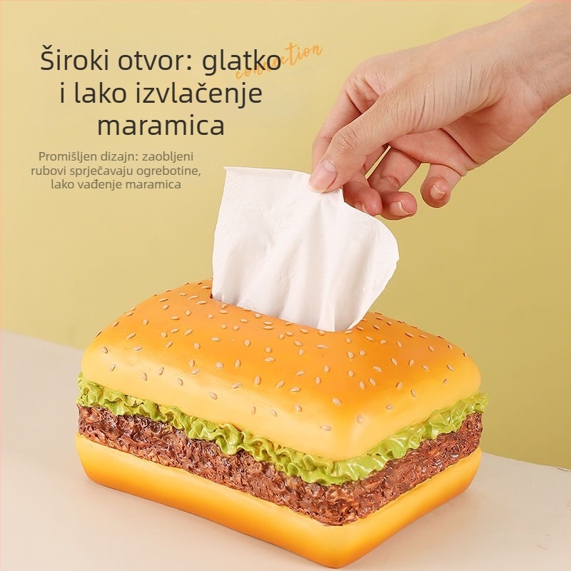 Kutija za maramice s hamburgerom – karikatura, kreativan dizajn, američki retro dekor dnevnog boravka