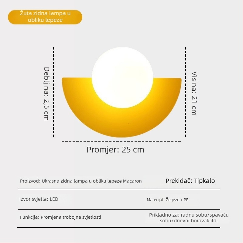 Moderna minimalistička šarena zidna svjetiljka za dječju sobu, macaron pastelne boje, nordijski umjetnički pozadina zida, LED rasvjeta, površinska montaža