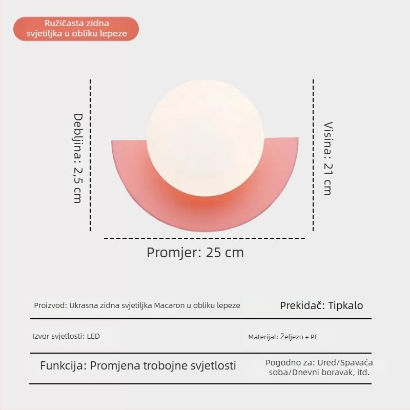 Moderna minimalistička šarena zidna svjetiljka za dječju sobu, macaron pastelne boje, nordijski umjetnički pozadina zida, LED rasvjeta, površinska montaža