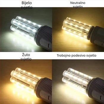 SD Shengda LED svijećna žarulja ultra jake svjetlosti, E14/E27 navoj, bez sjene, trobojna regulacija boje, kukuruznog oblika štedljiva LED žarulja