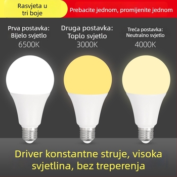 LED žarulja s trobojnim podešavanjem svjetla, bez treperenja, navoj E27/E26, energetski učinkovita