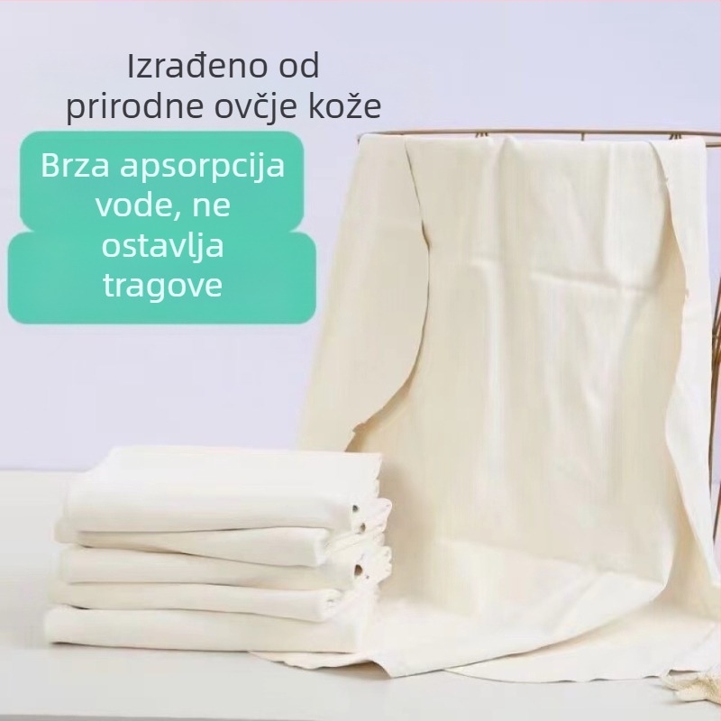 Prava ovčja semiš krpa za čišćenje stakala, prirodna, 30×40 cm, upija, brzo se suši, bez tragova vode.