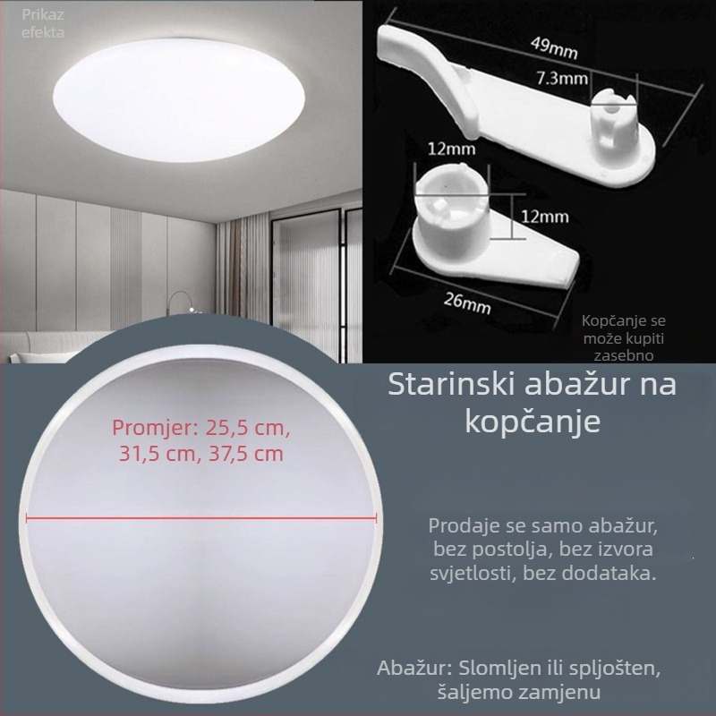 Kućište sjenila sa klipsom, retro stil, fiksna baza, zamjenski dio za LED stropno svjetlo, univerzalno