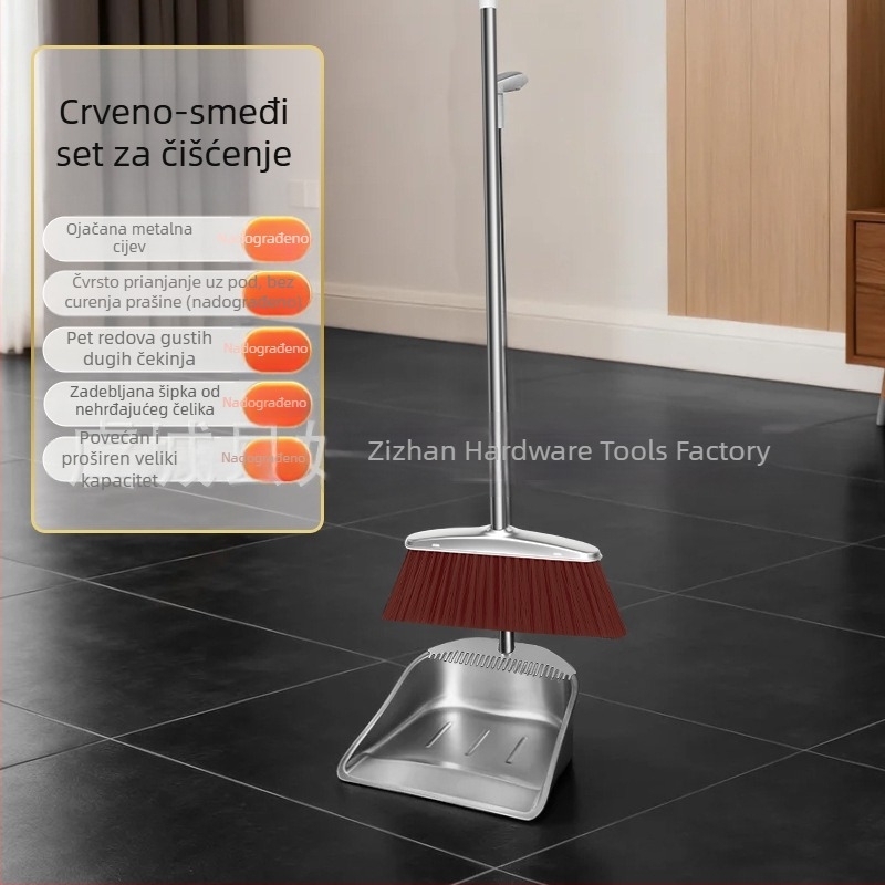 Set metla od debelog nehrđajućeg čelika s lopaticom za prašinu – za unutarnju i vanjsku upotrebu