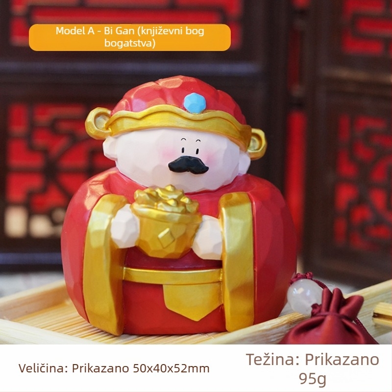 Smoljena skulptura bogatstva za stolni dekor, privlačenje prosperiteta, ulazni dekor inspiriran hramom