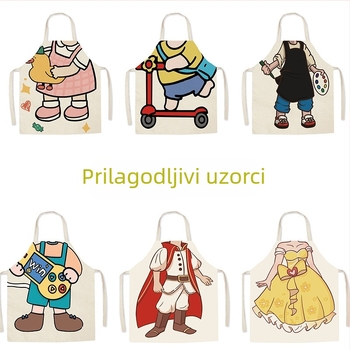 Kreativna zabavna pregača s karikaturnim uzorkom, od lana i poliestera, bez rukava, vodootporna i otporna na masnoće, za slikarski studio, univerzalna veličina