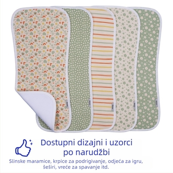 Izuzetno mekana krpa za bebe za podrigivanje i rameni ručnik, s zaštitom od curenja, 100% pamuk, za novorođenčad.