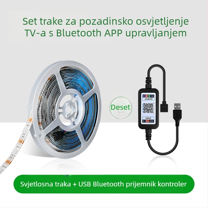 RGB LED traka za namještaj, USB napajanje, 30 LED po metru, epoksni premaz, osvjetljenje za gaming stol, kauč i noćni stočić