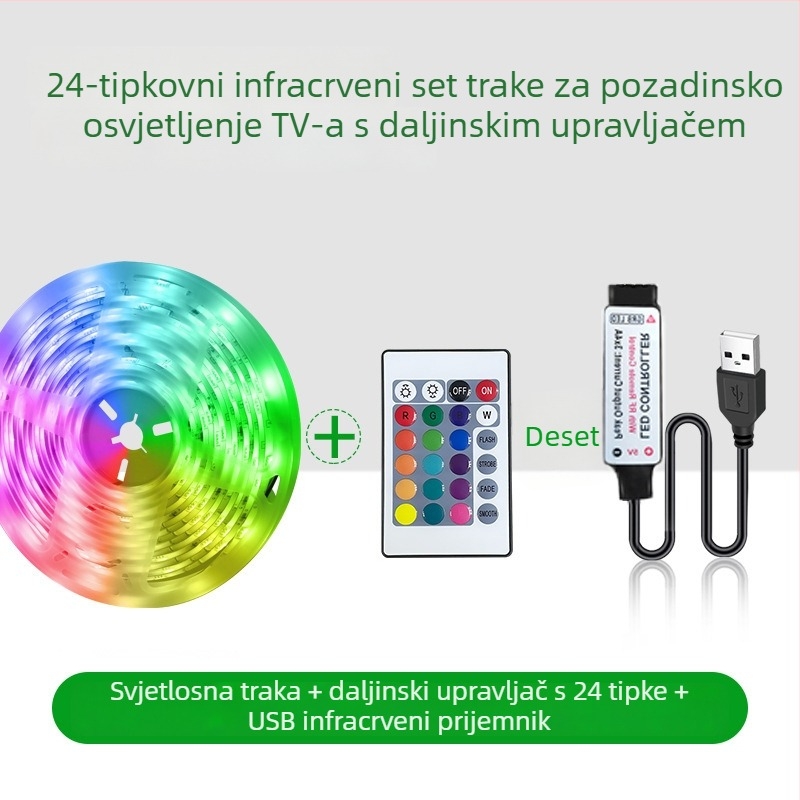 RGB LED traka za namještaj, USB napajanje, 30 LED po metru, epoksni premaz, osvjetljenje za gaming stol, kauč i noćni stočić