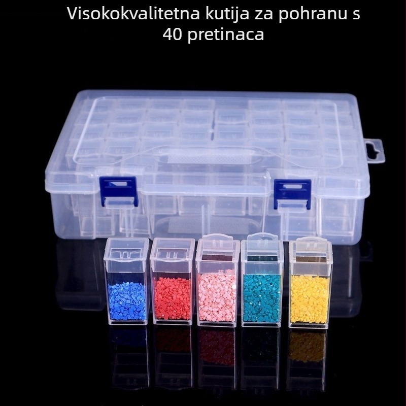 Prozirna akrilna kutija za perle s poklopcem i odjeljcima, materijalni set i organizator alata za perle
