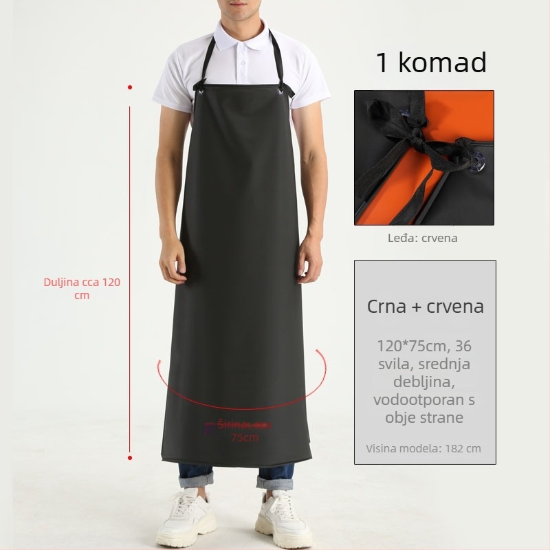 Duga PVC kožna pregača, vodootporna i otporna na ulje, za kuhinju i catering, produžena verzija