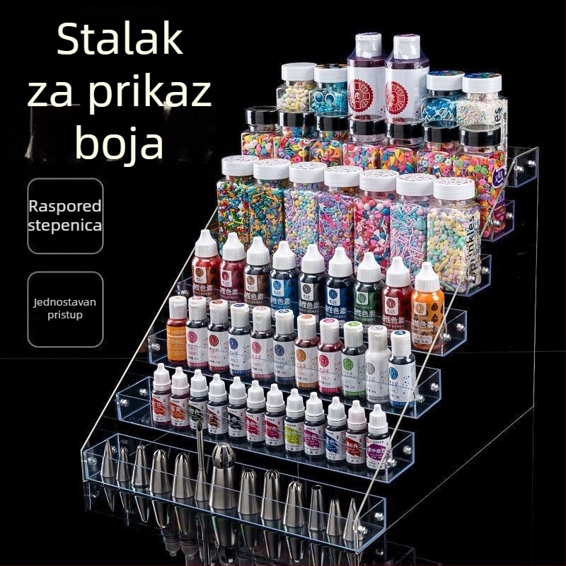 Prozirna akrilna kutija za pohranu s trapezoidnim stalkom za kuhinjske alate za pečenje, višefunkcionalni organizator