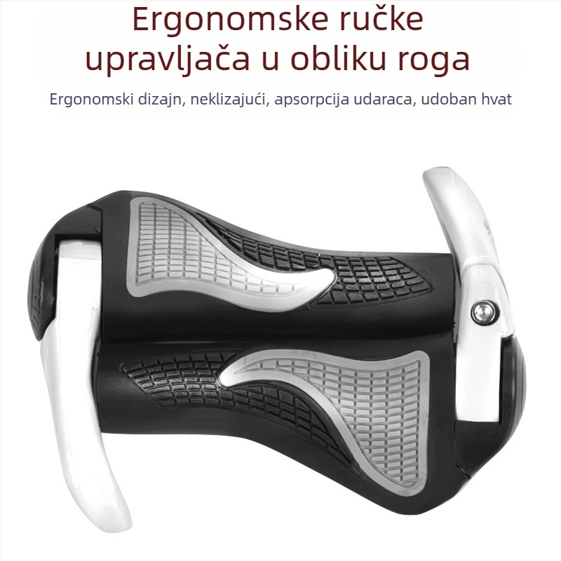 Kormilo bicikla s dodatnim držalom u obliku bikovih rogova, gumirani držač s kuglicama za MTB