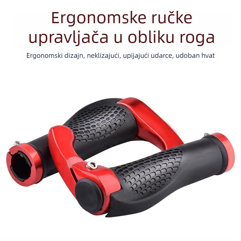Kormilo bicikla s dodatnim držalom u obliku bikovih rogova, gumirani držač s kuglicama za MTB