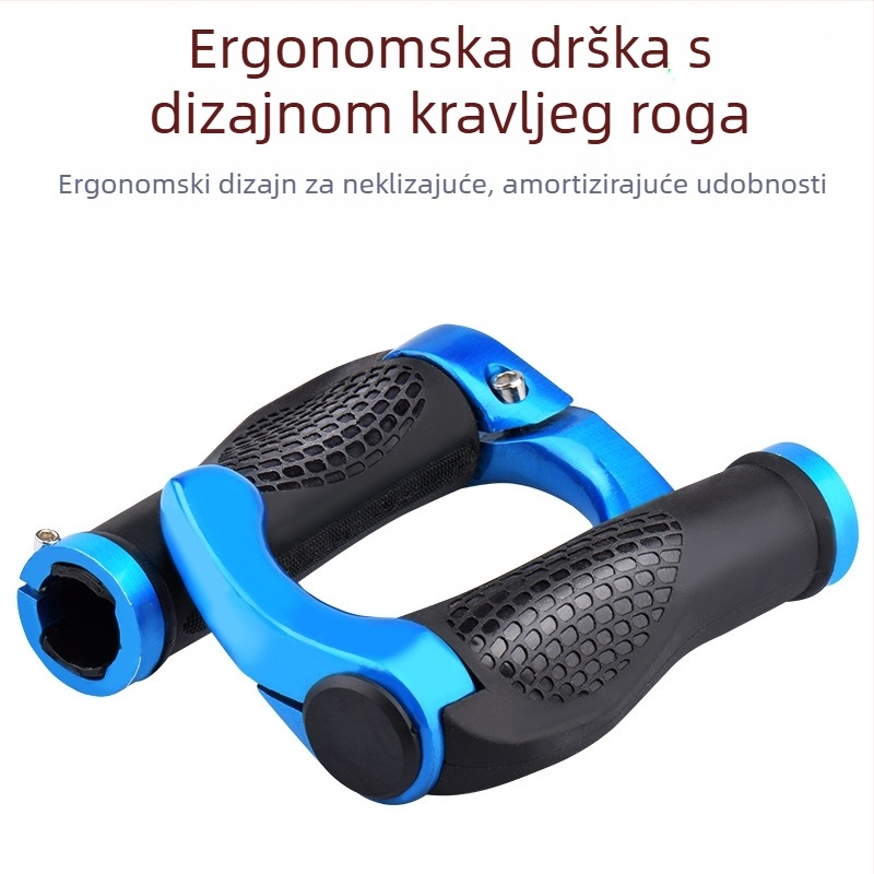 Kormilo bicikla s dodatnim držalom u obliku bikovih rogova, gumirani držač s kuglicama za MTB