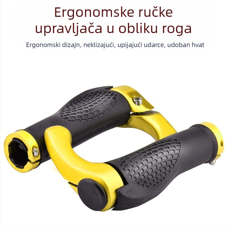 Kormilo bicikla s dodatnim držalom u obliku bikovih rogova, gumirani držač s kuglicama za MTB
