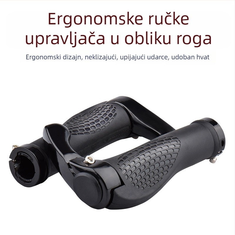 Kormilo bicikla s dodatnim držalom u obliku bikovih rogova, gumirani držač s kuglicama za MTB