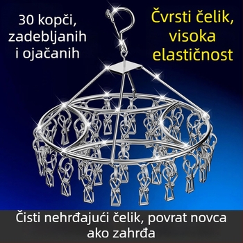 Nerđajući čelični stalak za sušenje s višeklipnim držačem za čarape – višenamjenski stalak za odjeću