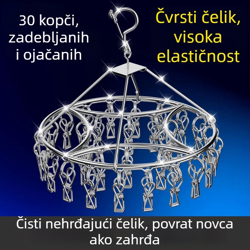 Nerđajući čelični stalak za sušenje s višeklipnim držačem za čarape – višenamjenski stalak za odjeću