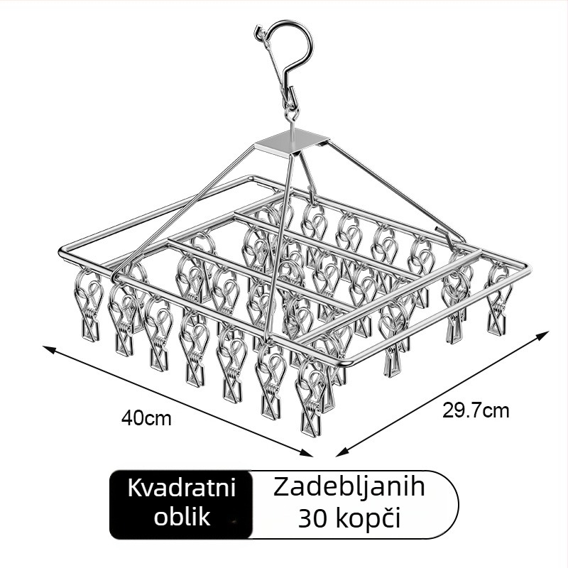 Nerđajući čelični stalak za sušenje s višeklipnim držačem za čarape – višenamjenski stalak za odjeću