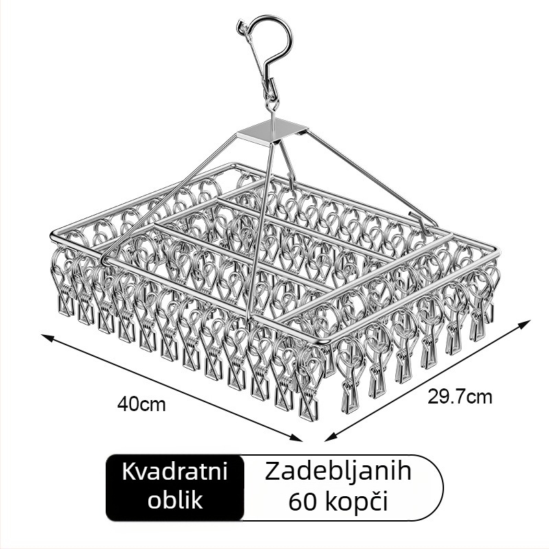 Nerđajući čelični stalak za sušenje s višeklipnim držačem za čarape – višenamjenski stalak za odjeću