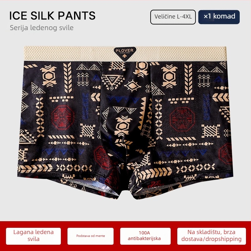 Muške boxerice Ice Silk s printom, prozračne ljetno donje rublje