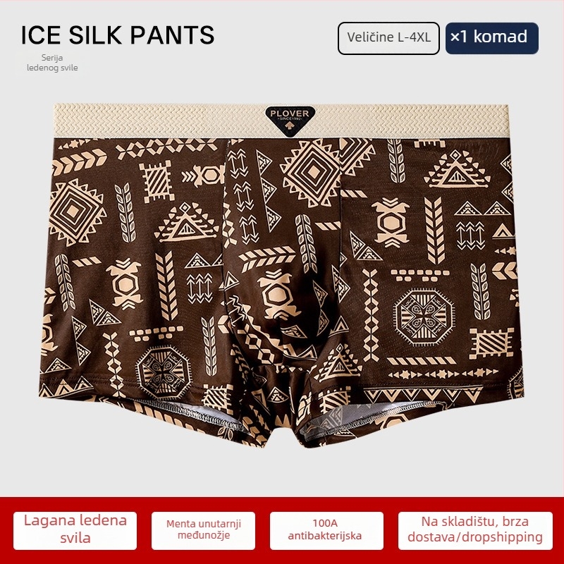 Muške boxerice Ice Silk s printom, prozračne ljetno donje rublje
