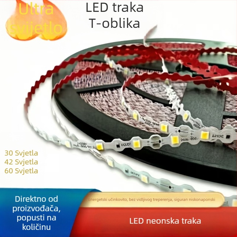 S-oblik 12V osvjetljavajuća traka za slova, T-oblik savitljiva, vodootporna smolna mini slova svjetla, LED 2835 visoke jačine